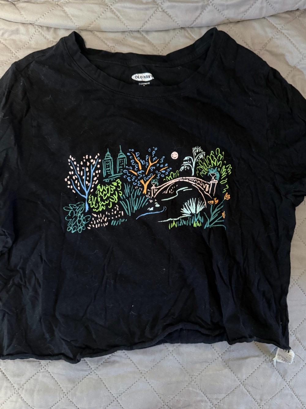 Old Navy Black Crewneck Tee with Subtle Logo Interior